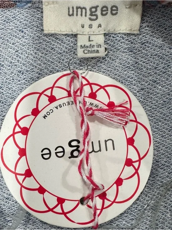 Umgee Blue Knit Top with Brown Plaid Ruffle Details - Picture 8 of 10